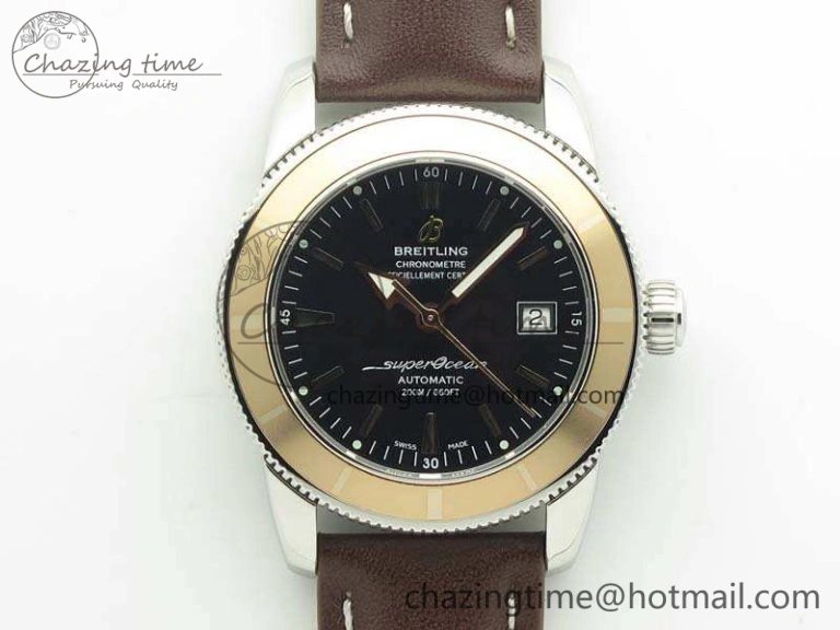 SuperOcean 42mm A17321 SS 1:1 Best Edition Black Dial On Leather Strap ETA2824