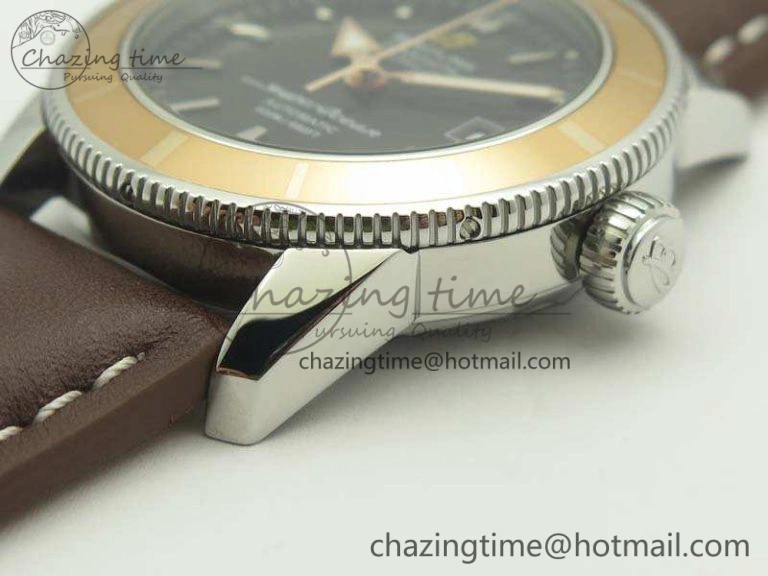 SuperOcean 42mm A17321 SS 1:1 Best Edition Black Dial On Leather Strap ETA2824