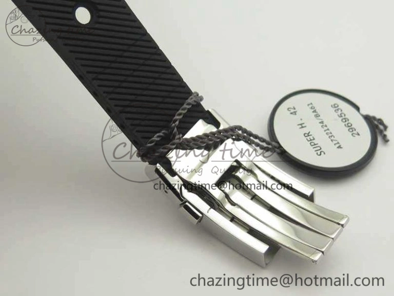 SuperOcean 42mm A17321 SS 1:1 Best Edition Black Dial On Rubber Strap A2824 (Free Rubber Strap)