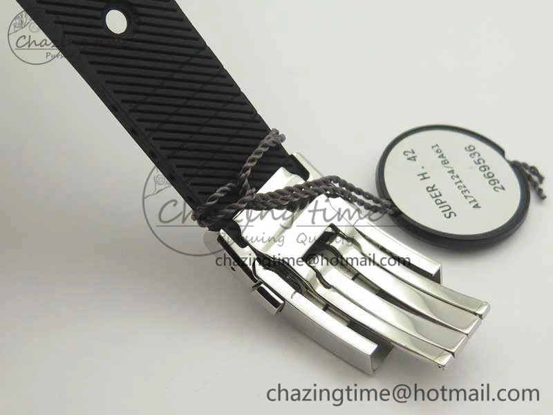 SuperOcean 42mm A17321 SS 1:1 Best Edition Black Dial On Rubber Strap A2824 (Free Rubber Strap)