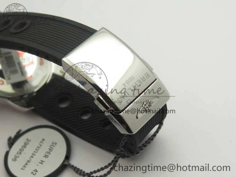 SuperOcean 42mm A17321 SS 1:1 Best Edition Black Dial On Rubber Strap A2824 (Free Rubber Strap)