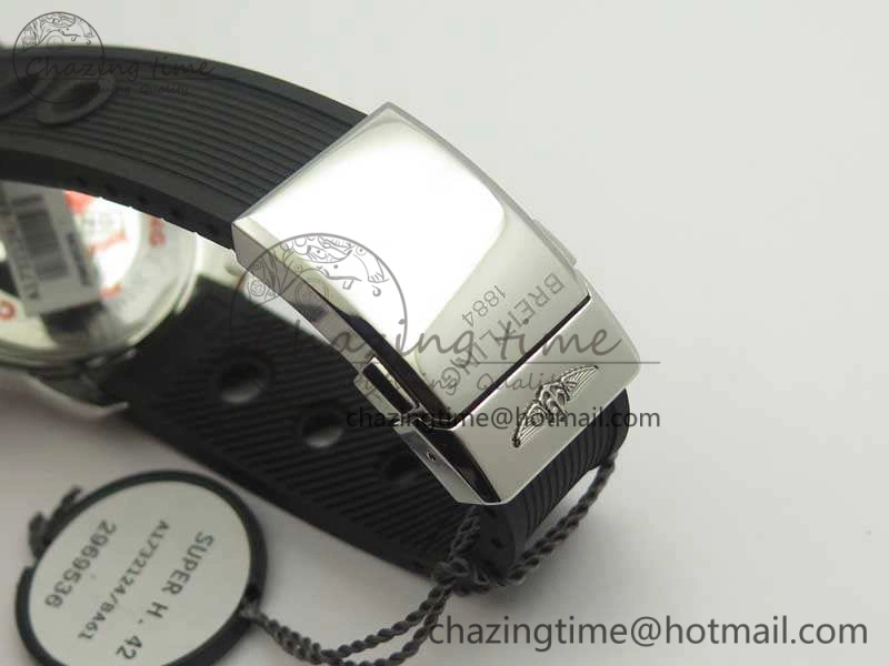 SuperOcean 42mm A17321 SS 1:1 Best Edition Black Dial On Rubber Strap A2824 (Free Rubber Strap)