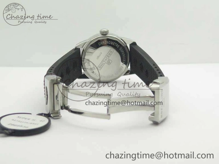 SuperOcean 42mm A17321 SS 1:1 Best Edition Black Dial On Rubber Strap A2824 (Free Rubber Strap)