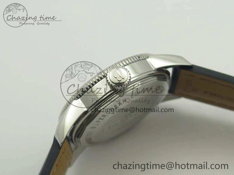 SuperOcean 42mm A17321 SS 1:1 Best Edition Blue Dial On Leather Strap ETA2824