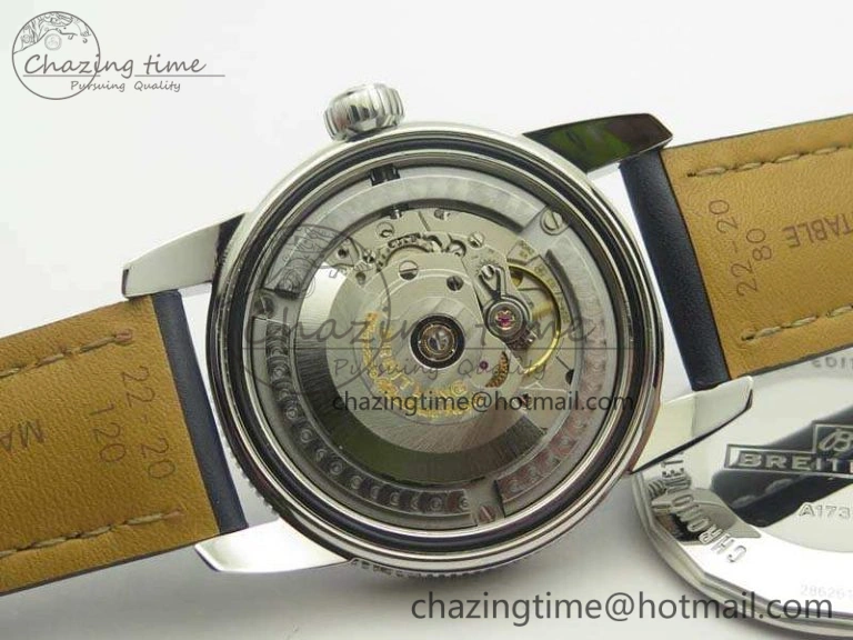 SuperOcean 42mm A17321 SS 1:1 Best Edition Blue Dial On Leather Strap ETA2824