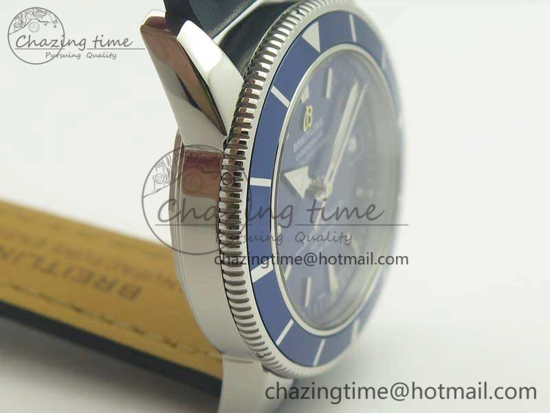 SuperOcean 42mm A17321 SS 1:1 Best Edition Blue Dial On Leather Strap ETA2824