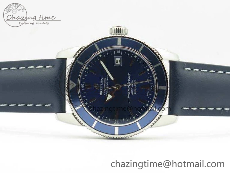 SuperOcean 42mm A17321 SS 1:1 Best Edition Blue Dial On Leather Strap ETA2824