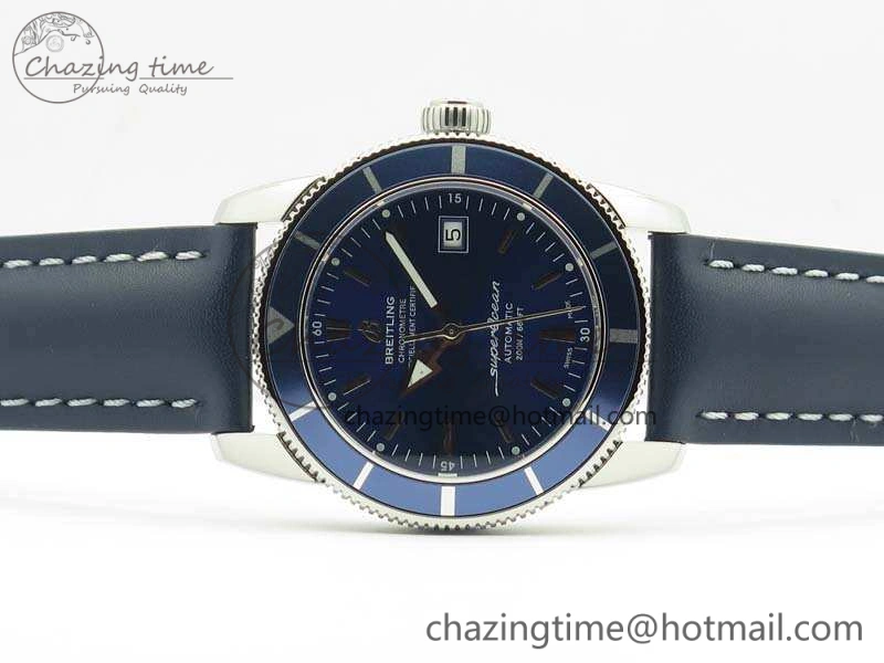SuperOcean 42mm A17321 SS 1:1 Best Edition Blue Dial On Leather Strap ETA2824