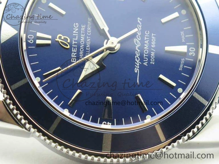 SuperOcean 42mm A17321 SS 1:1 Best Edition Blue Dial On Leather Strap ETA2824