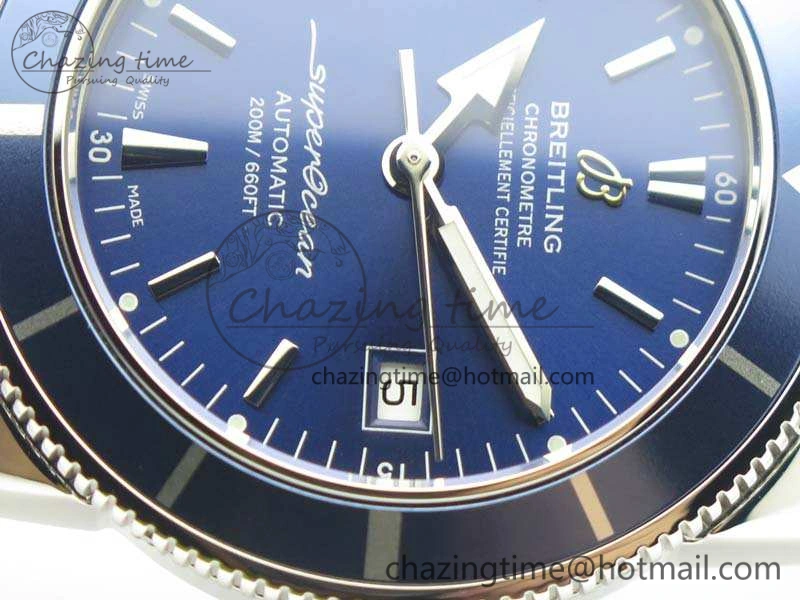 SuperOcean 42mm A17321 SS 1:1 Best Edition Blue Dial On Leather Strap ETA2824