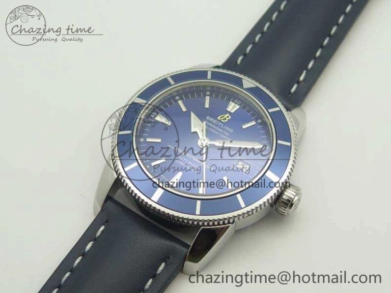 SuperOcean 42mm A17321 SS 1:1 Best Edition Blue Dial On Leather Strap ETA2824