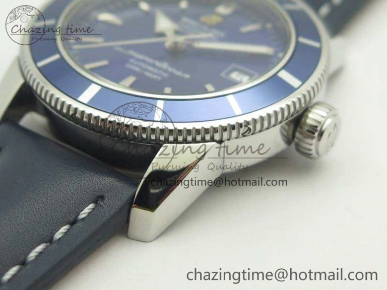SuperOcean 42mm A17321 SS 1:1 Best Edition Blue Dial On Leather Strap ETA2824