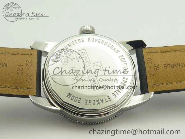 SuperOcean 42mm A17321 SS 1:1 Best Edition Cream Dial On Leather Strap ETA2824