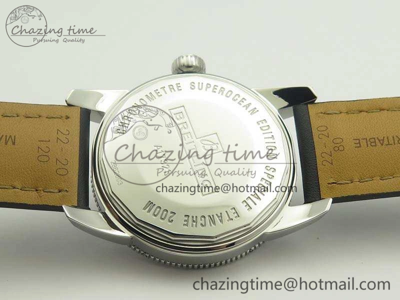 SuperOcean 42mm A17321 SS 1:1 Best Edition Cream Dial On Leather Strap ETA2824