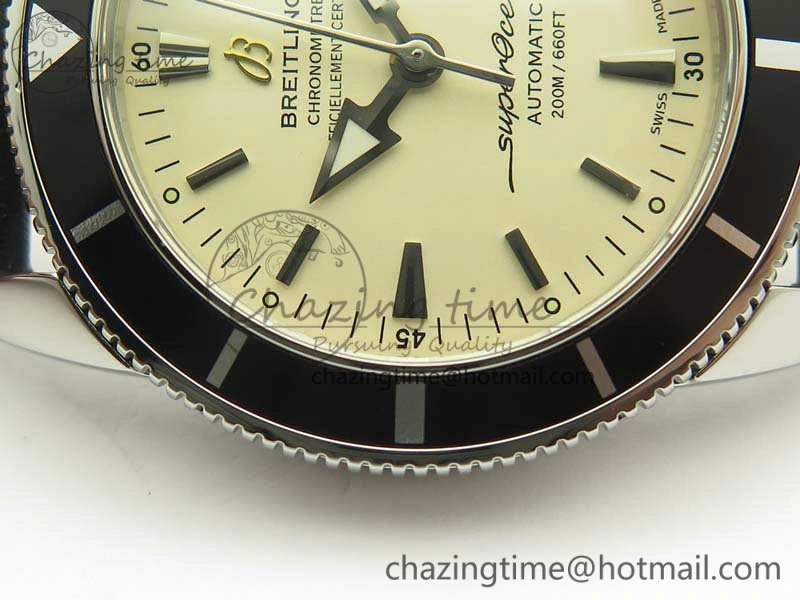 SuperOcean 42mm A17321 SS 1:1 Best Edition Cream Dial On Leather Strap ETA2824