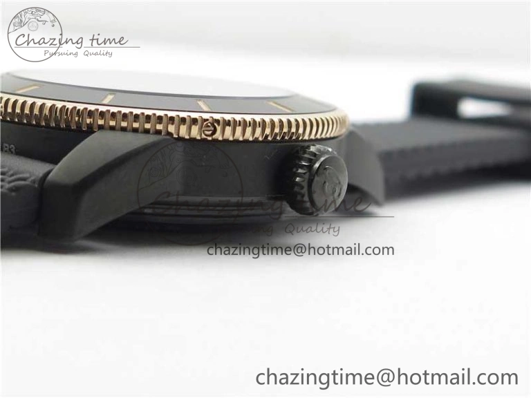 SuperOcean 42mm AB2010 DLC RG B50 1:1 Best Edition Black Dial Black Ceramic Bezel on Black Rubber strap A2824