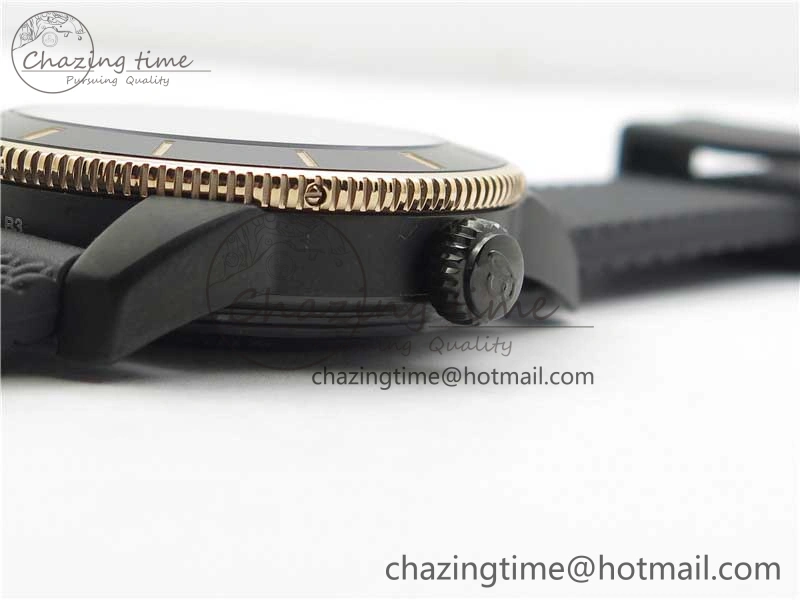 SuperOcean 42mm AB2010 DLC RG B50 1:1 Best Edition Black Dial Black Ceramic Bezel on Black Rubber strap A2824