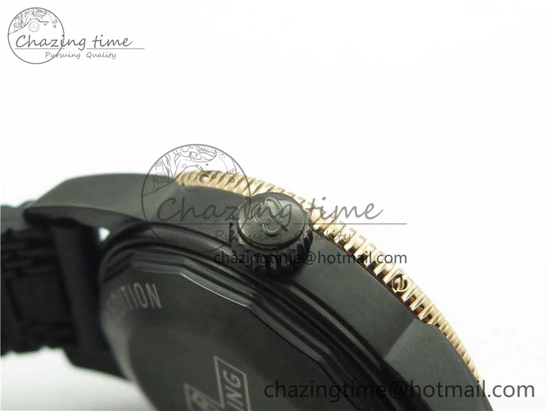 SuperOcean 42mm AB2010 DLC RG B50 1:1 Best Edition Black Dial Black Ceramic Bezel on Black Rubber strap A2824