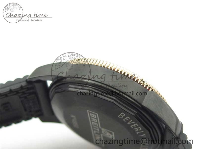 SuperOcean 42mm AB2010 DLC RG B50 1:1 Best Edition Black Dial Black Ceramic Bezel on Black Rubber strap A2824