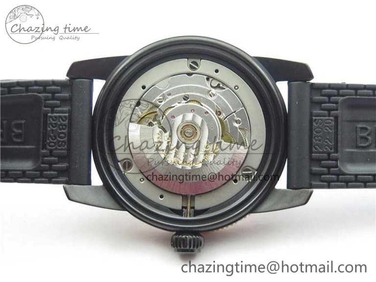 SuperOcean 42mm AB2010 DLC RG B50 1:1 Best Edition Black Dial Black Ceramic Bezel on Black Rubber strap A2824