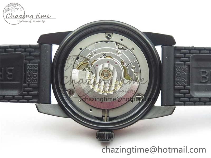 SuperOcean 42mm AB2010 DLC RG B50 1:1 Best Edition Black Dial Black Ceramic Bezel on Black Rubber strap A2824