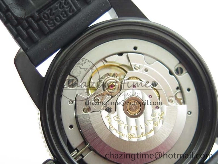 SuperOcean 42mm AB2010 DLC RG B50 1:1 Best Edition Black Dial Black Ceramic Bezel on Black Rubber strap A2824
