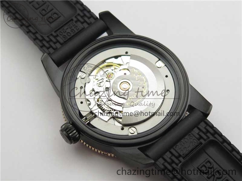 SuperOcean 42mm AB2010 DLC RG B50 1:1 Best Edition Black Dial Black Ceramic Bezel on Black Rubber strap A2824