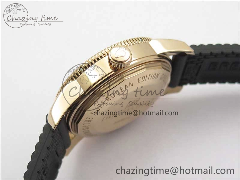 SuperOcean 42mm AB2010 RG B50 1:1 Best Edition Black Dial Black Ceramic Bezel on Black Rubber strap A2824