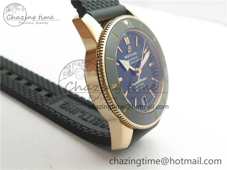 SuperOcean 42mm AB2010 RG B50 1:1 Best Edition Black Dial Black Ceramic Bezel on Black Rubber strap A2824