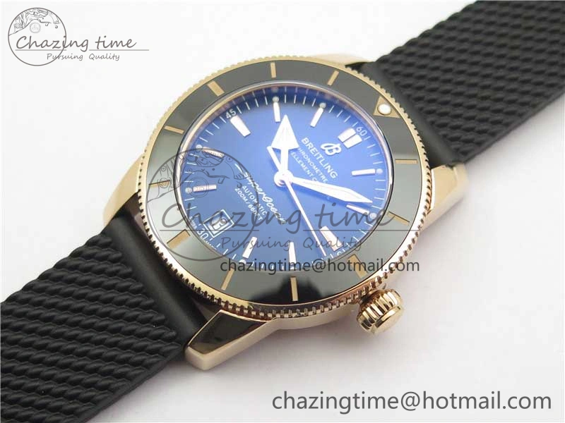 SuperOcean 42mm AB2010 RG B50 1:1 Best Edition Black Dial Black Ceramic Bezel on Black Rubber strap A2824