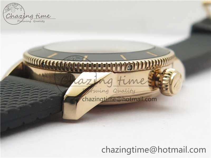 SuperOcean 42mm AB2010 RG B50 1:1 Best Edition Black Dial Black Ceramic Bezel on Black Rubber strap A2824