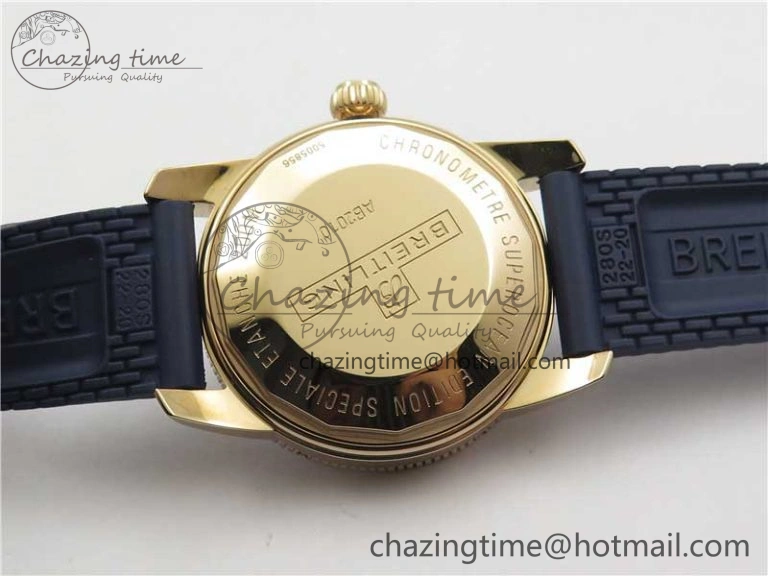 SuperOcean 42mm AB2010 RG B50 1:1 Best Edition Blue Dial Blue Ceramic Bezel on Blue Rubber strap A2824