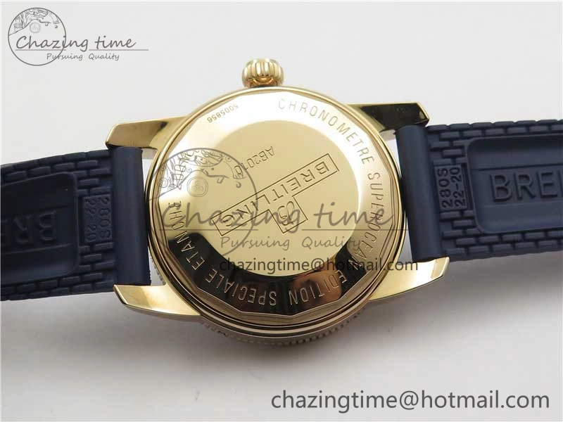 SuperOcean 42mm AB2010 RG B50 1:1 Best Edition Blue Dial Blue Ceramic Bezel on Blue Rubber strap A2824