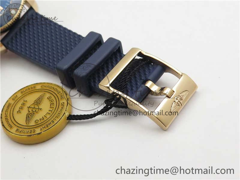 SuperOcean 42mm AB2010 RG B50 1:1 Best Edition Blue Dial Blue Ceramic Bezel on Blue Rubber strap A2824