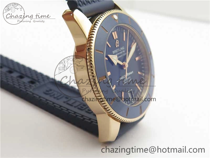 SuperOcean 42mm AB2010 RG B50 1:1 Best Edition Blue Dial Blue Ceramic Bezel on Blue Rubber strap A2824