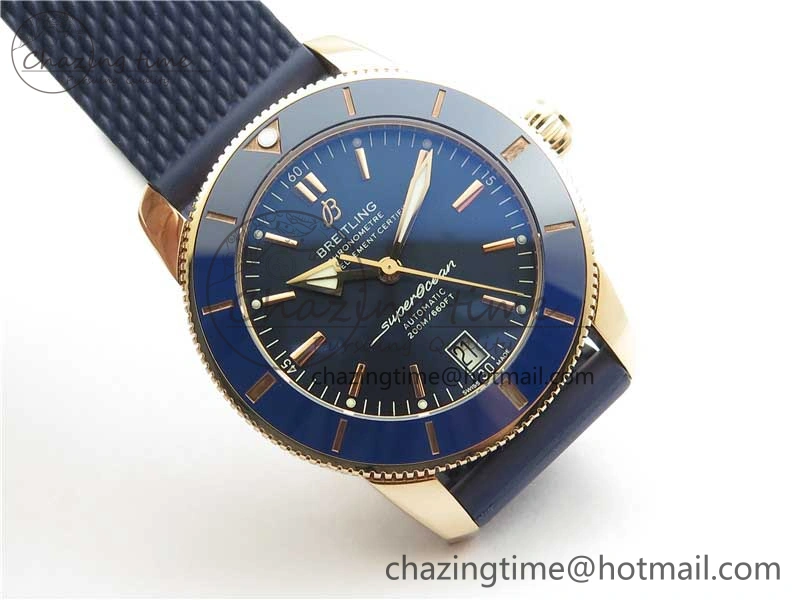 SuperOcean 42mm AB2010 RG B50 1:1 Best Edition Blue Dial Blue Ceramic Bezel on Blue Rubber strap A2824