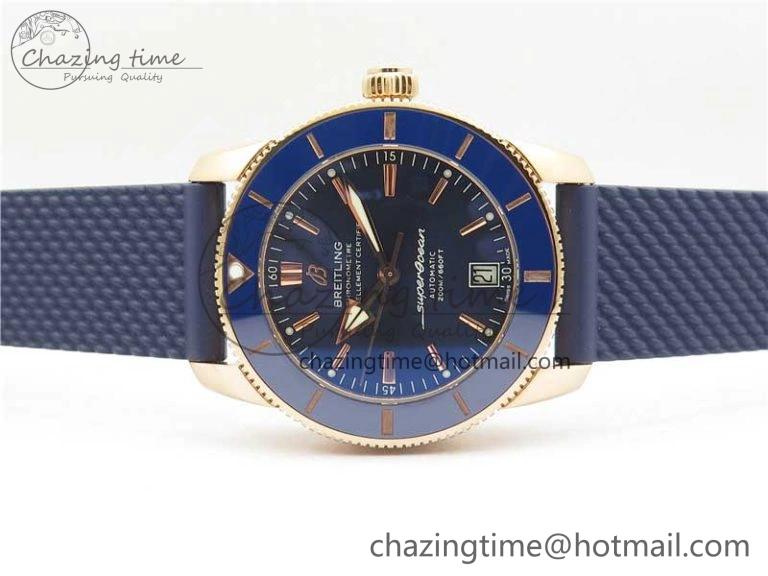 SuperOcean 42mm AB2010 RG B50 1:1 Best Edition Blue Dial Blue Ceramic Bezel on Blue Rubber strap A2824