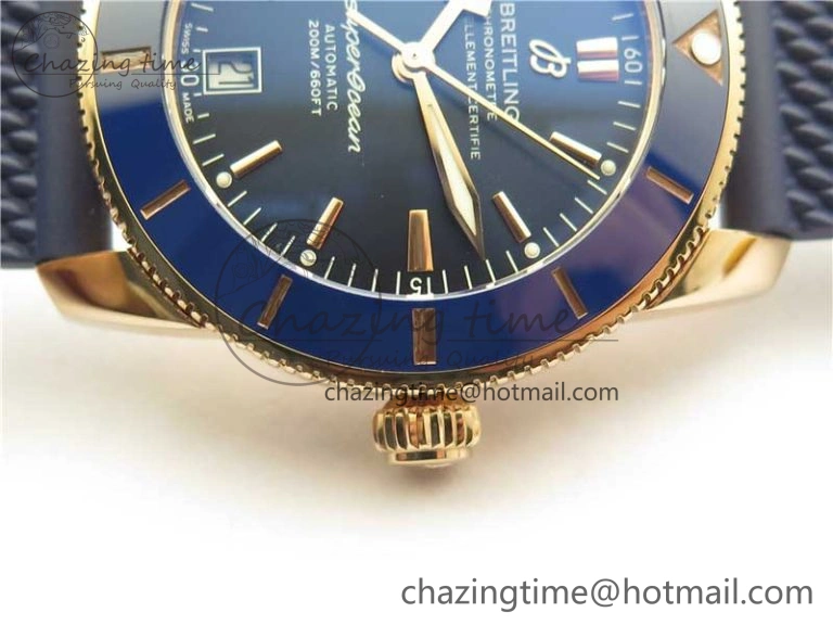 SuperOcean 42mm AB2010 RG B50 1:1 Best Edition Blue Dial Blue Ceramic Bezel on Blue Rubber strap A2824