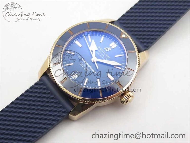 SuperOcean 42mm AB2010 RG B50 1:1 Best Edition Blue Dial Blue Ceramic Bezel on Blue Rubber strap A2824