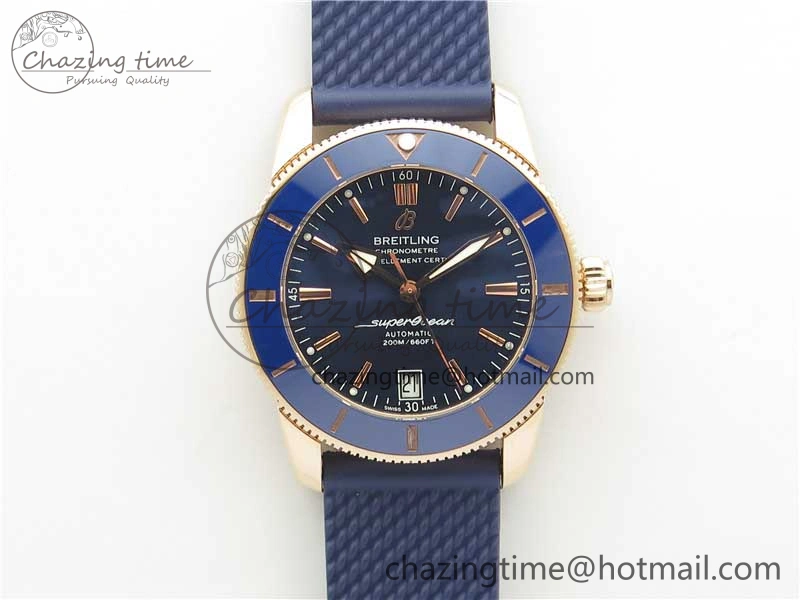 SuperOcean 42mm AB2010 RG B50 1:1 Best Edition Blue Dial Blue Ceramic Bezel on Blue Rubber strap A2824