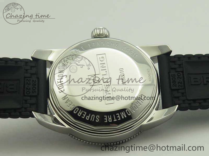 SuperOcean 42mm AB2010 SS GF 1:1 Best Edition Black Dial Black Ceramic Bezel On Rubber Strap B20