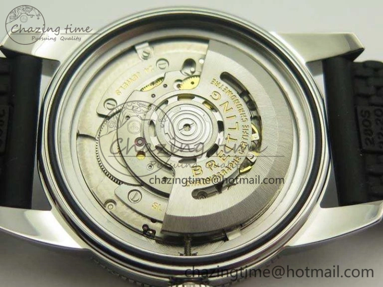 SuperOcean 42mm AB2010 SS GF 1:1 Best Edition Black Dial Black Ceramic Bezel On Rubber Strap B20