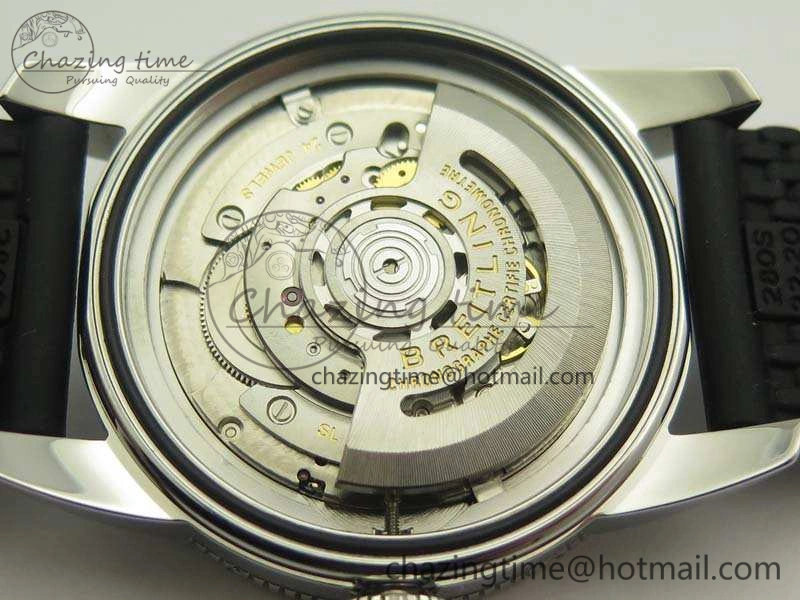 SuperOcean 42mm AB2010 SS GF 1:1 Best Edition Black Dial Black Ceramic Bezel On Rubber Strap B20