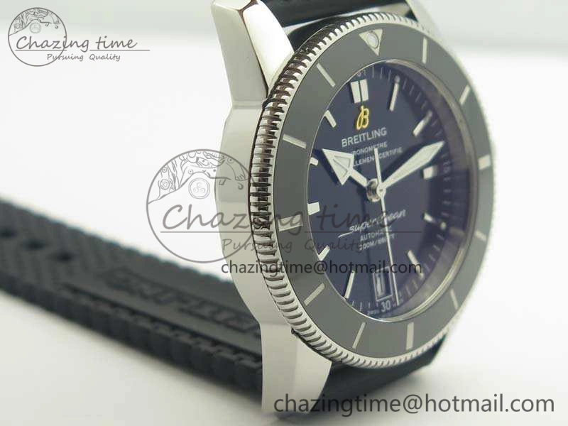 SuperOcean 42mm AB2010 SS GF 1:1 Best Edition Black Dial Black Ceramic Bezel On Rubber Strap B20