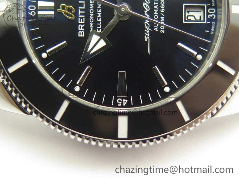 SuperOcean 42mm AB2010 SS GF 1:1 Best Edition Black Dial Black Ceramic Bezel On Rubber Strap B20