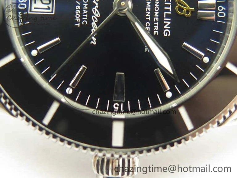 SuperOcean 42mm AB2010 SS GF 1:1 Best Edition Black Dial Black Ceramic Bezel On Rubber Strap B20