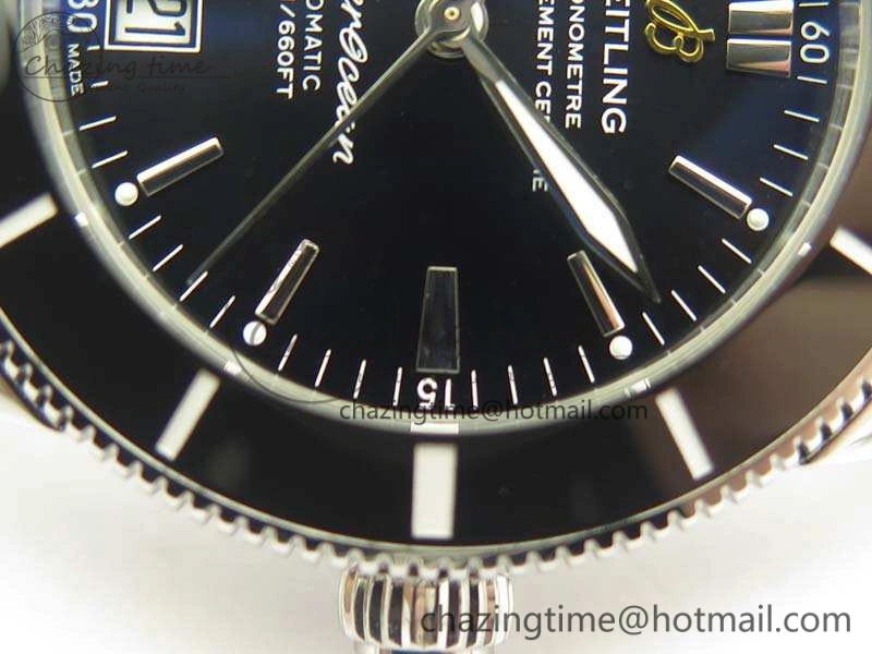 SuperOcean 42mm AB2010 SS GF 1:1 Best Edition Black Dial Black Ceramic Bezel On Rubber Strap B20