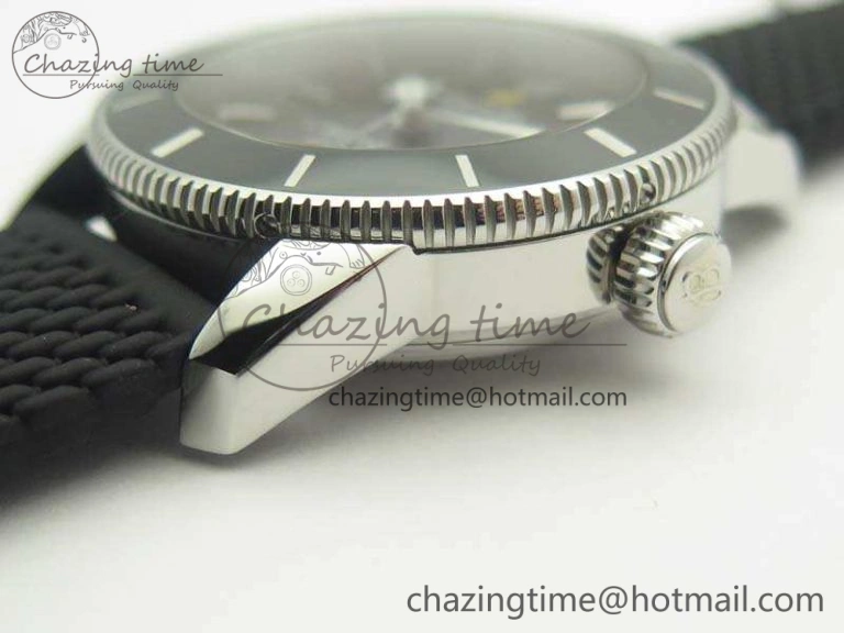 SuperOcean 42mm AB2010 SS GF 1:1 Best Edition Black Dial Black Ceramic Bezel On Rubber Strap B20