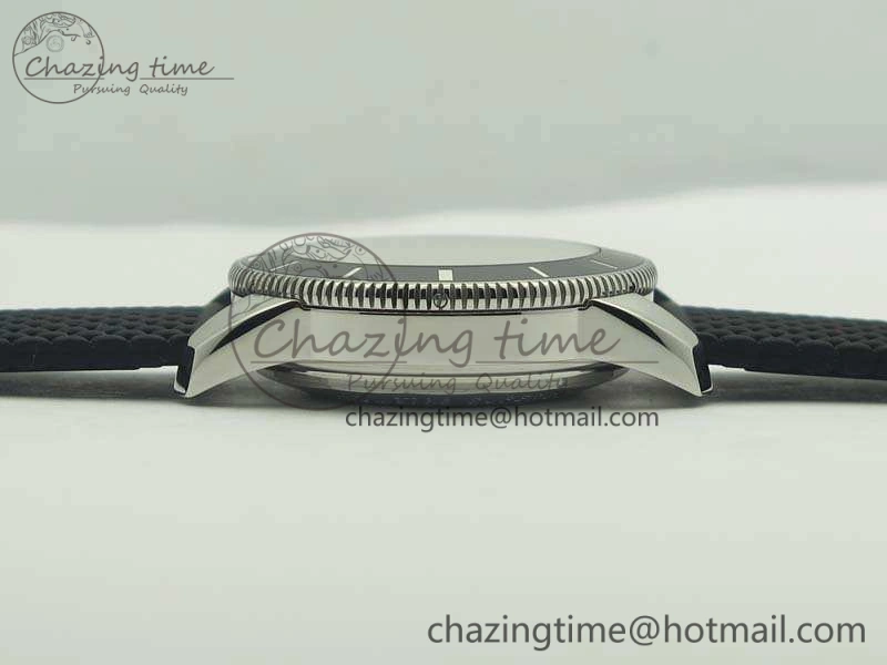 SuperOcean 42mm AB2010 SS GF 1:1 Best Edition Black Dial Black Ceramic Bezel On Rubber Strap B20