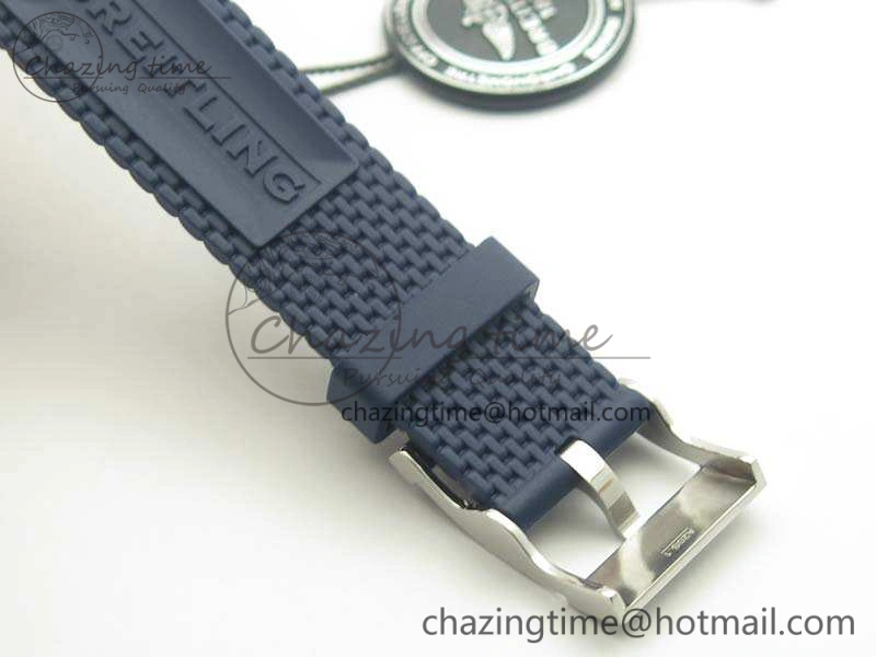 SuperOcean 42mm AB2010 SS GF 1:1 Best Edition Blue Dial Blue Ceramic Bezel On Rubber Strap B20